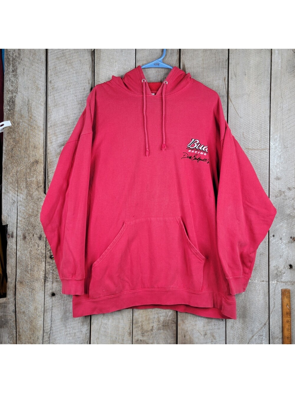 Bud Racing Dale Earnhardt Jr NASCAR Hoodie Sweatshirt Red Mens L